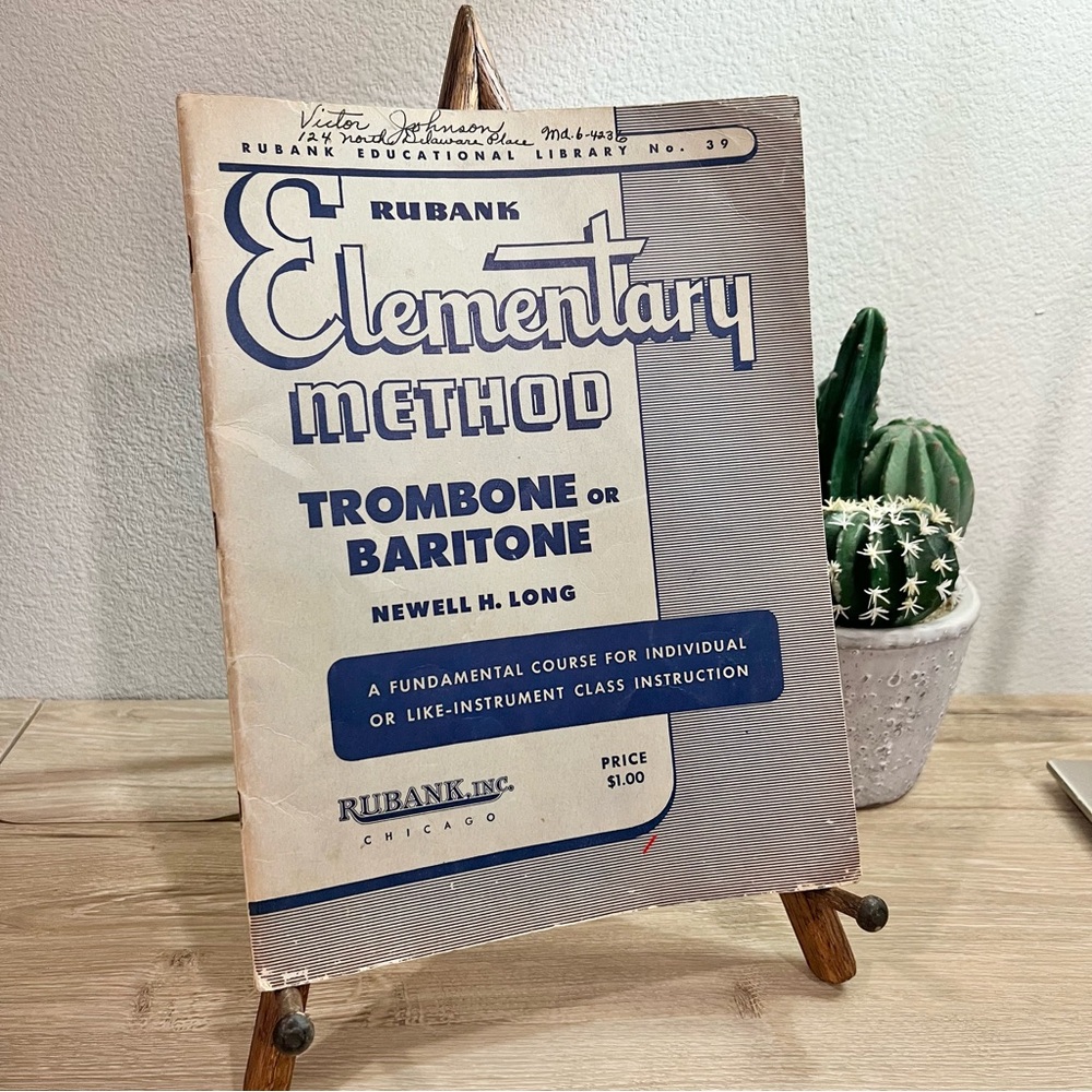 Vintage 1934 Rubank Elementary Method Trombone Baritone Book